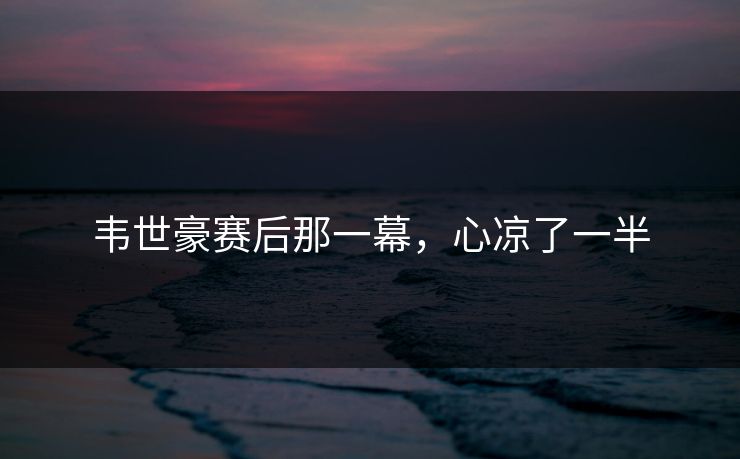 韦世豪赛后那一幕，心凉了一半